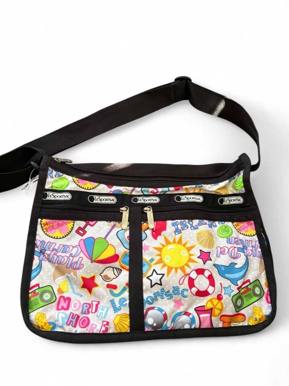LeSportsac Black-Trim Multicolor Beach Icon Crossbody Bag